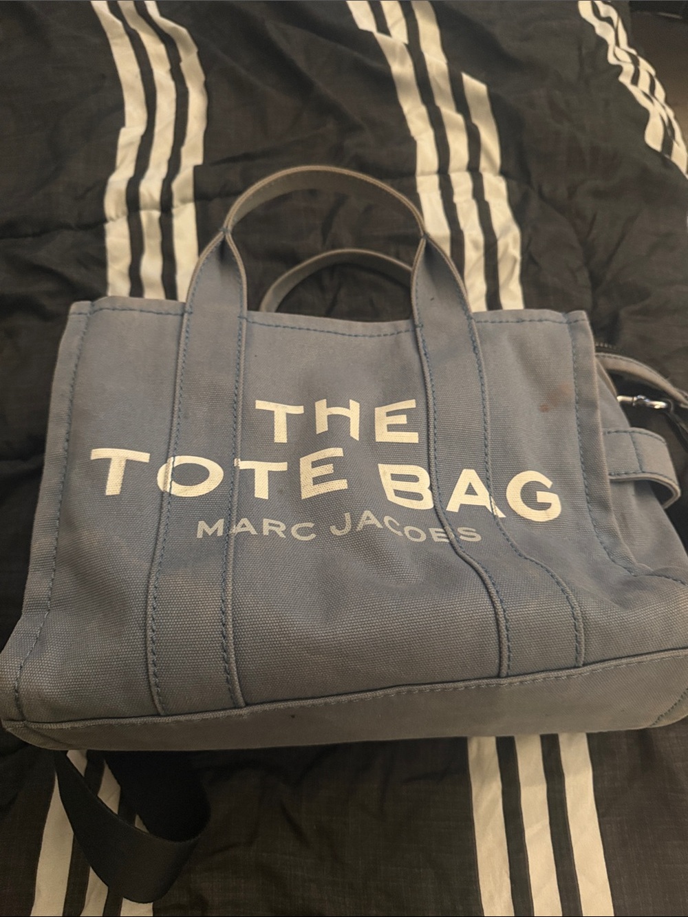 Marc Jacobs Blue Canvas 'The Tote Bag' with White Logo